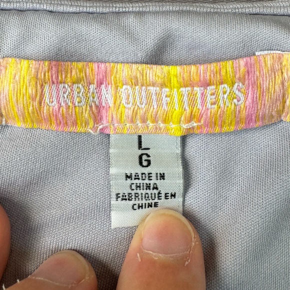 Urban Outfitters shirt women large long sleeve tie front cropped blouse purple - Picture 5 of 10